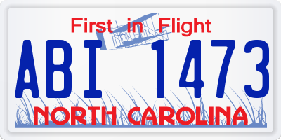 NC license plate ABI1473