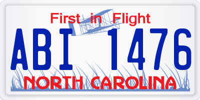 NC license plate ABI1476