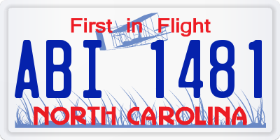NC license plate ABI1481