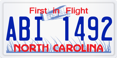 NC license plate ABI1492