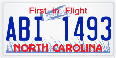 NC license plate ABI1493