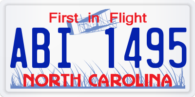 NC license plate ABI1495