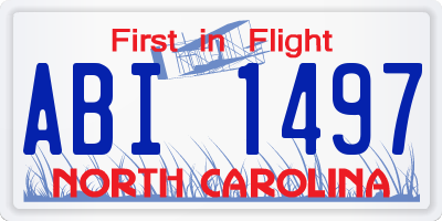 NC license plate ABI1497