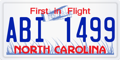 NC license plate ABI1499