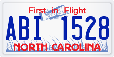 NC license plate ABI1528