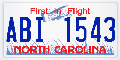 NC license plate ABI1543