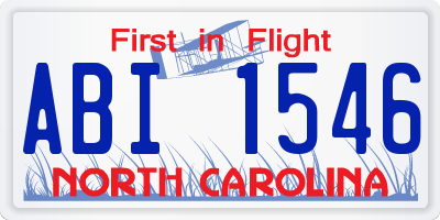 NC license plate ABI1546