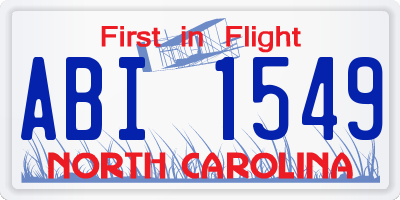 NC license plate ABI1549