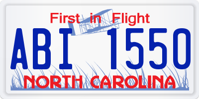 NC license plate ABI1550