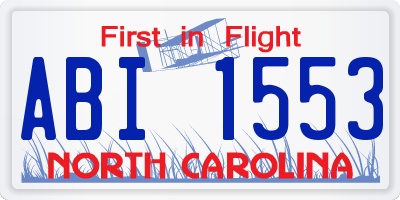 NC license plate ABI1553