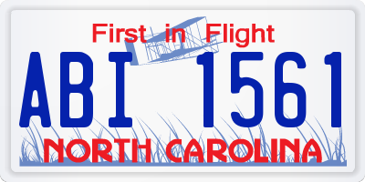 NC license plate ABI1561