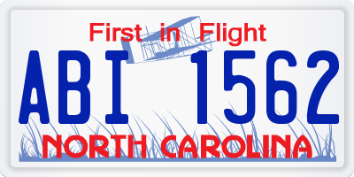 NC license plate ABI1562