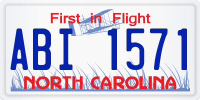 NC license plate ABI1571