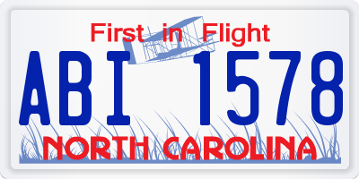 NC license plate ABI1578