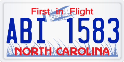 NC license plate ABI1583