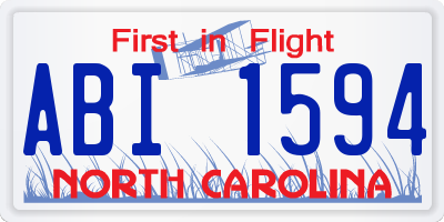 NC license plate ABI1594