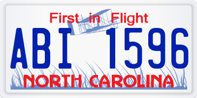 NC license plate ABI1596