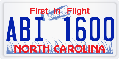 NC license plate ABI1600