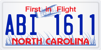 NC license plate ABI1611