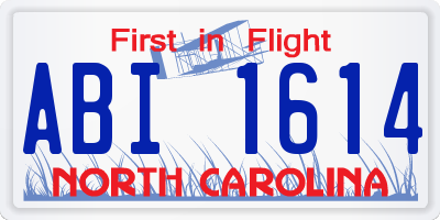 NC license plate ABI1614