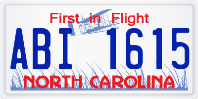 NC license plate ABI1615