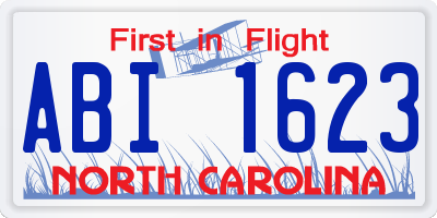 NC license plate ABI1623