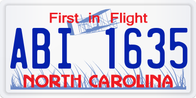 NC license plate ABI1635