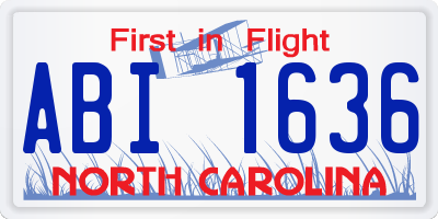NC license plate ABI1636