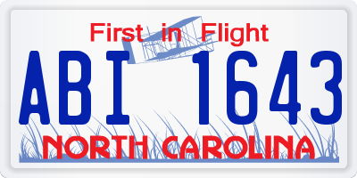 NC license plate ABI1643