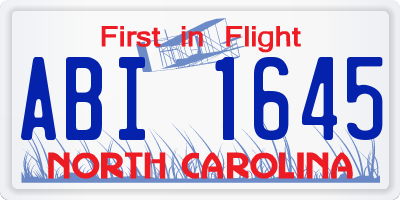 NC license plate ABI1645