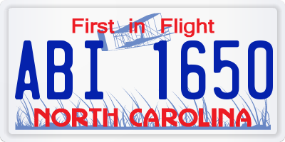NC license plate ABI1650