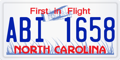 NC license plate ABI1658