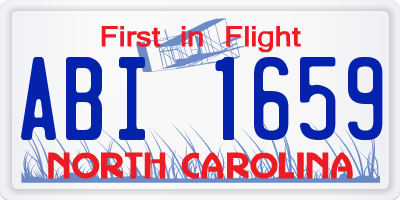 NC license plate ABI1659