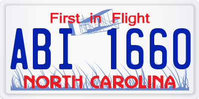 NC license plate ABI1660