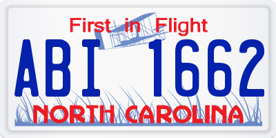 NC license plate ABI1662
