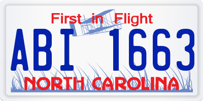NC license plate ABI1663