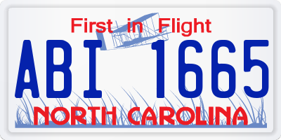 NC license plate ABI1665