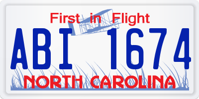 NC license plate ABI1674