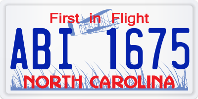 NC license plate ABI1675