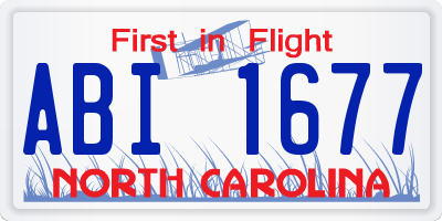 NC license plate ABI1677