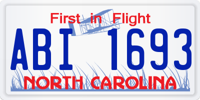 NC license plate ABI1693