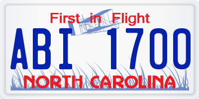 NC license plate ABI1700