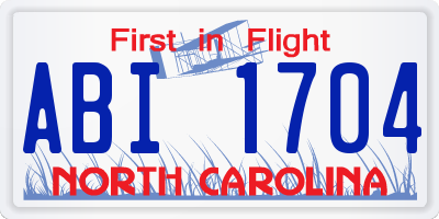 NC license plate ABI1704