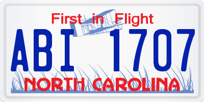 NC license plate ABI1707