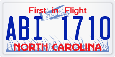 NC license plate ABI1710