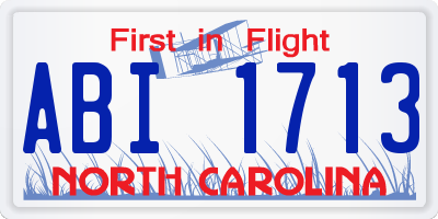 NC license plate ABI1713
