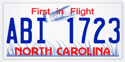 NC license plate ABI1723