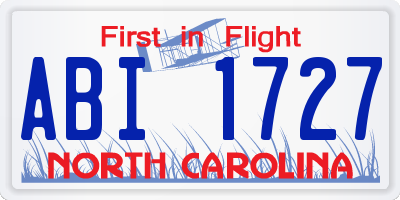 NC license plate ABI1727