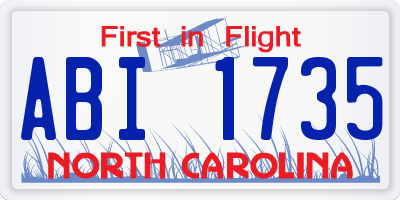 NC license plate ABI1735