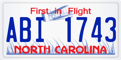 NC license plate ABI1743